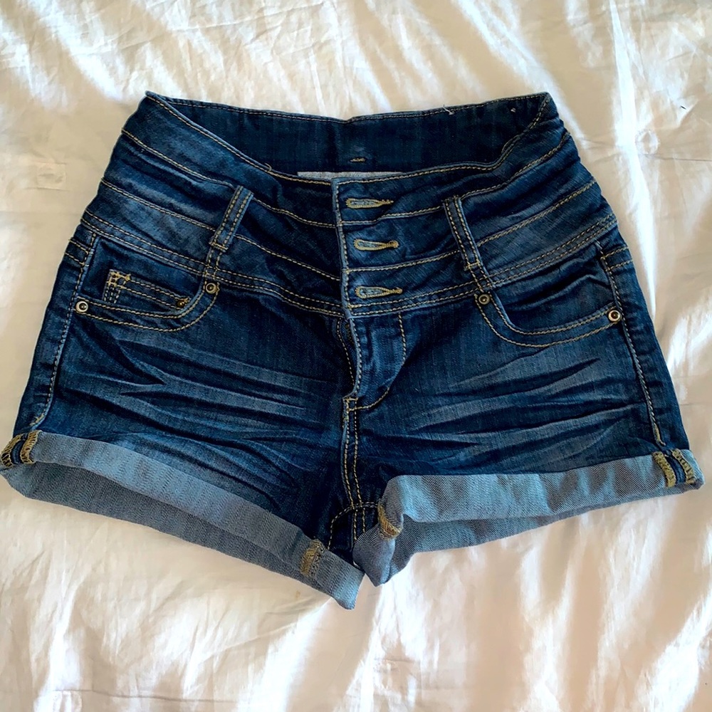 1ST KISS Dark Blue High Waisted Jean Shorts (3) (NWOT)